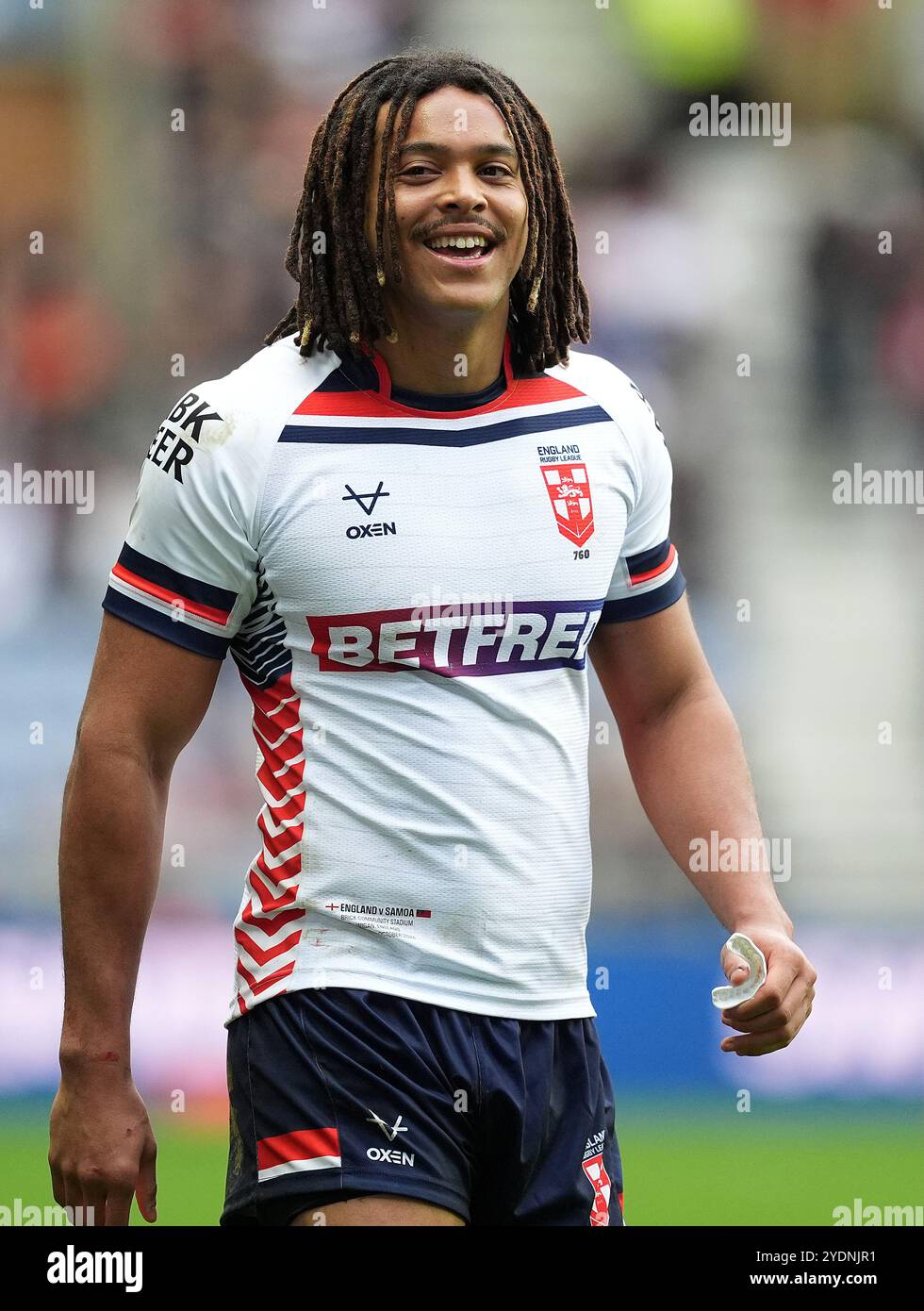 Englands Dom Young während des Spiels gegen Samoa, während des Spiels der International Rugby League im Brick Community Stadium, Wigan. Bilddatum: Sonntag, 27. Oktober 2024. Stockfoto
