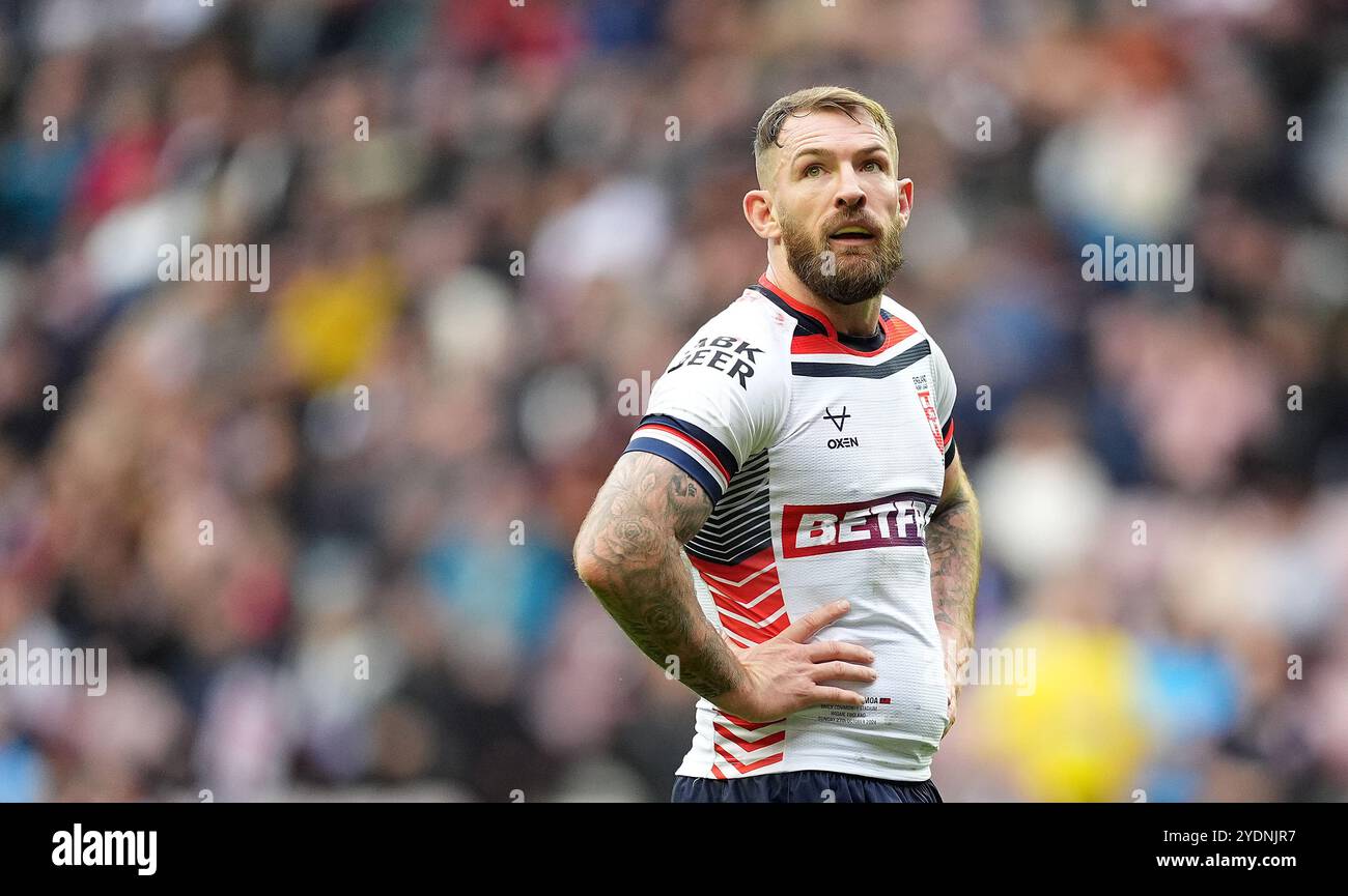 Englands Daryl Clarke während des Spiels gegen Samoa, während des Spiels der International Rugby League im Brick Community Stadium, Wigan. Bilddatum: Sonntag, 27. Oktober 2024. Stockfoto