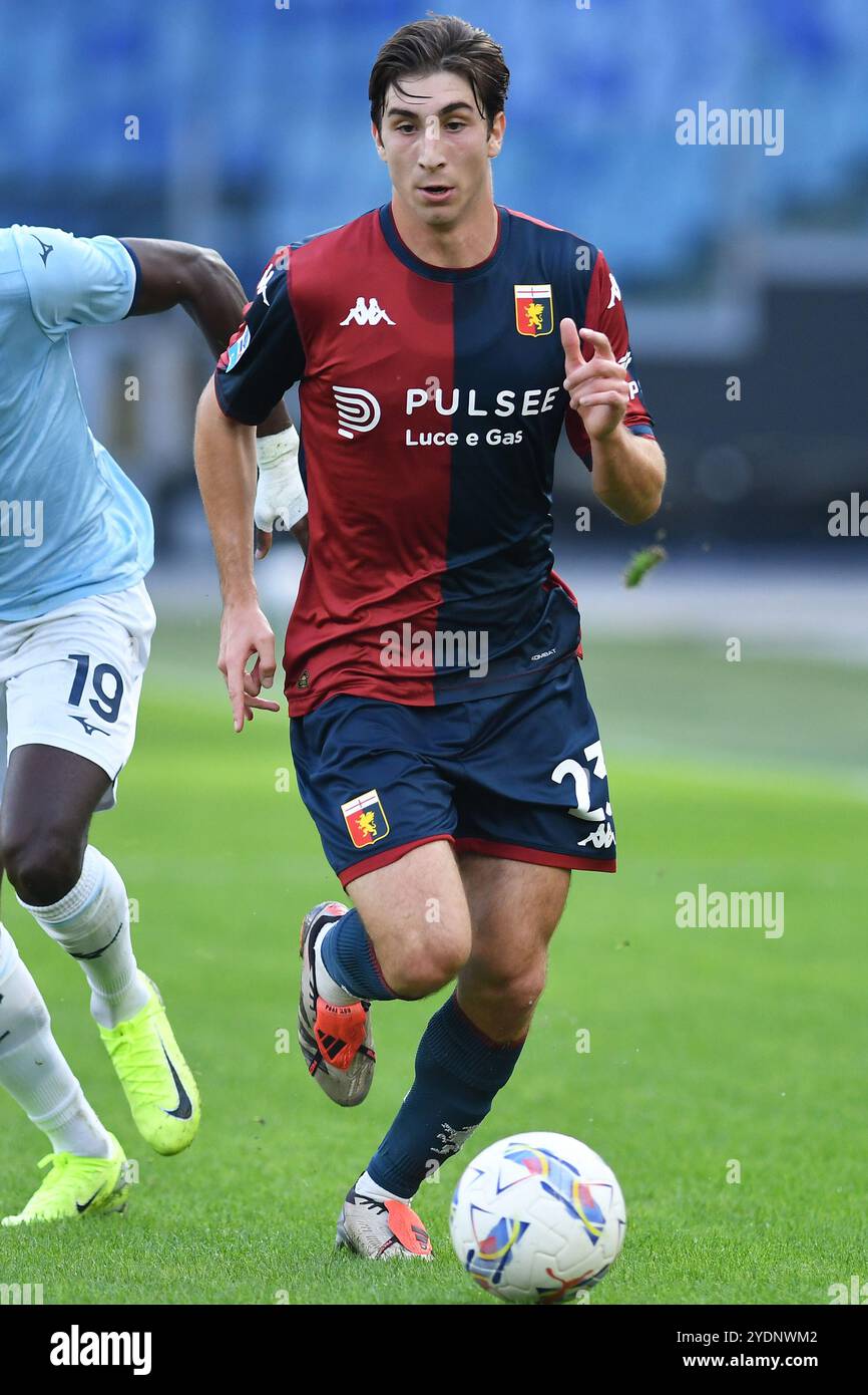 Rom, Latium. Oktober 2024. Fabio Miretti aus Genua während des Spiels der Serie A zwischen Lazio und Genua im Olympiastadion, Italien, 27. Oktober 2024. Gutschrift: massimo insabato/Alamy Live News Stockfoto