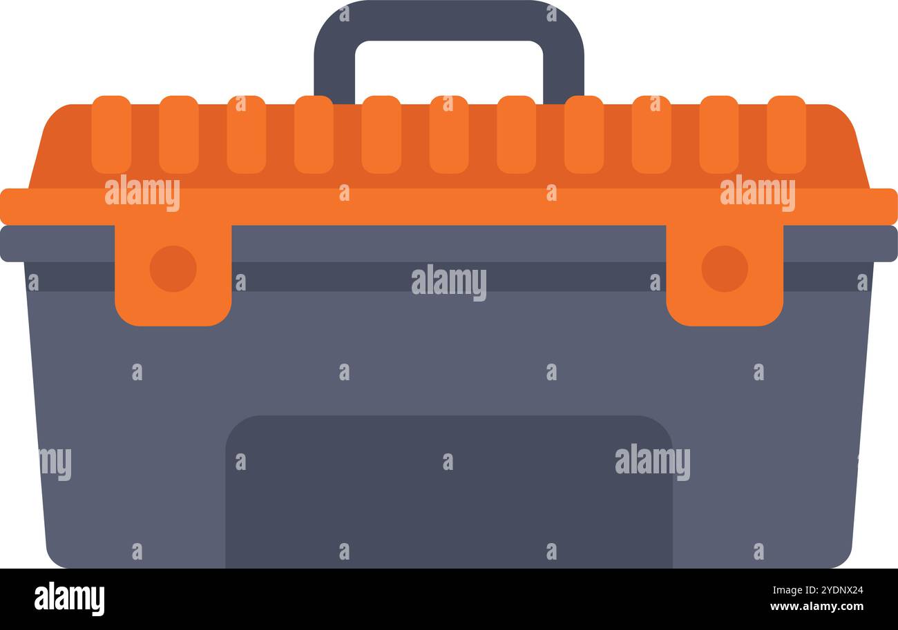 Robuster Werkzeugkasten aus Kunststoff mit Griff, ideal für die Lagerung und den Transport von Geräten für verschiedene Aufgaben Stock Vektor