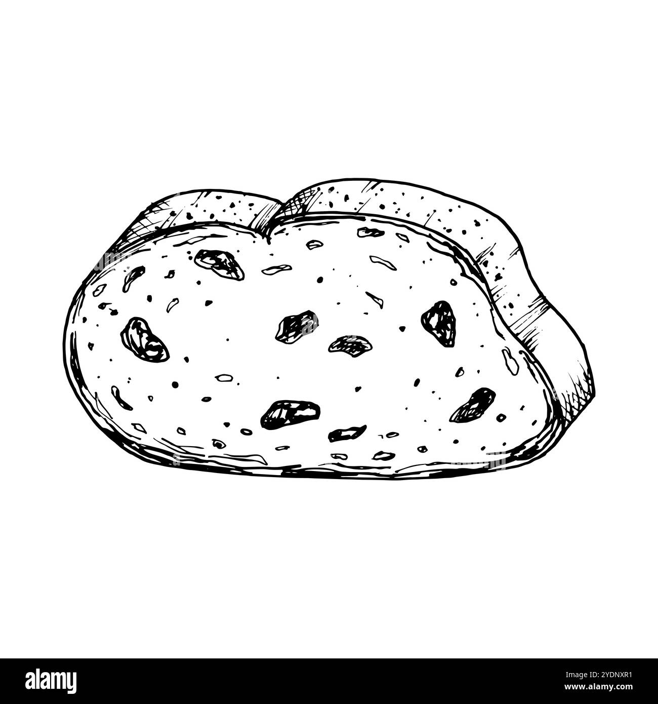 Vektor-Illustration von geschnittenem Rosinenbrot mit detaillierter Textur. Ideal für Backwaren, Rezeptbücher, Lebensmittelverpackungen oder Projekte zum Thema Frühstück Stock Vektor