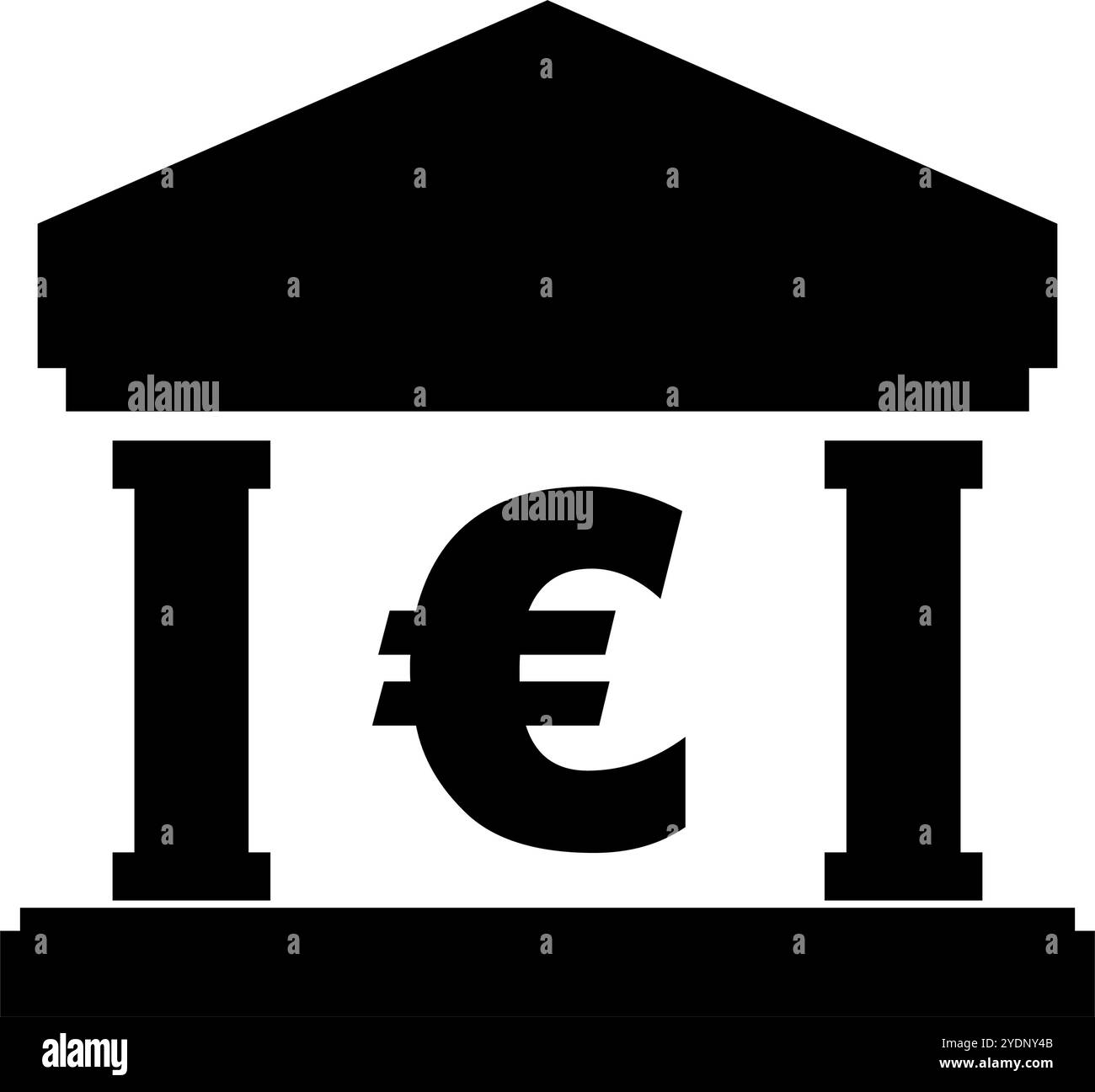 Symbol für die Silhouette der Euro-Bank. Editierbarer Vektor. Stock Vektor
