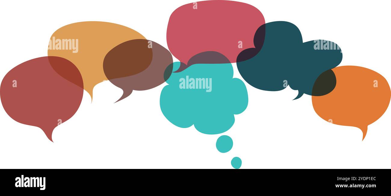 Farbige Sprechblase. Kommunikation und Dialog. Soziales Netzwerk. Farbige Wolke. Sprechen - Diskussion - Chat. Symbol für Sprechen und Kommunizieren. Gleichheit Stock Vektor