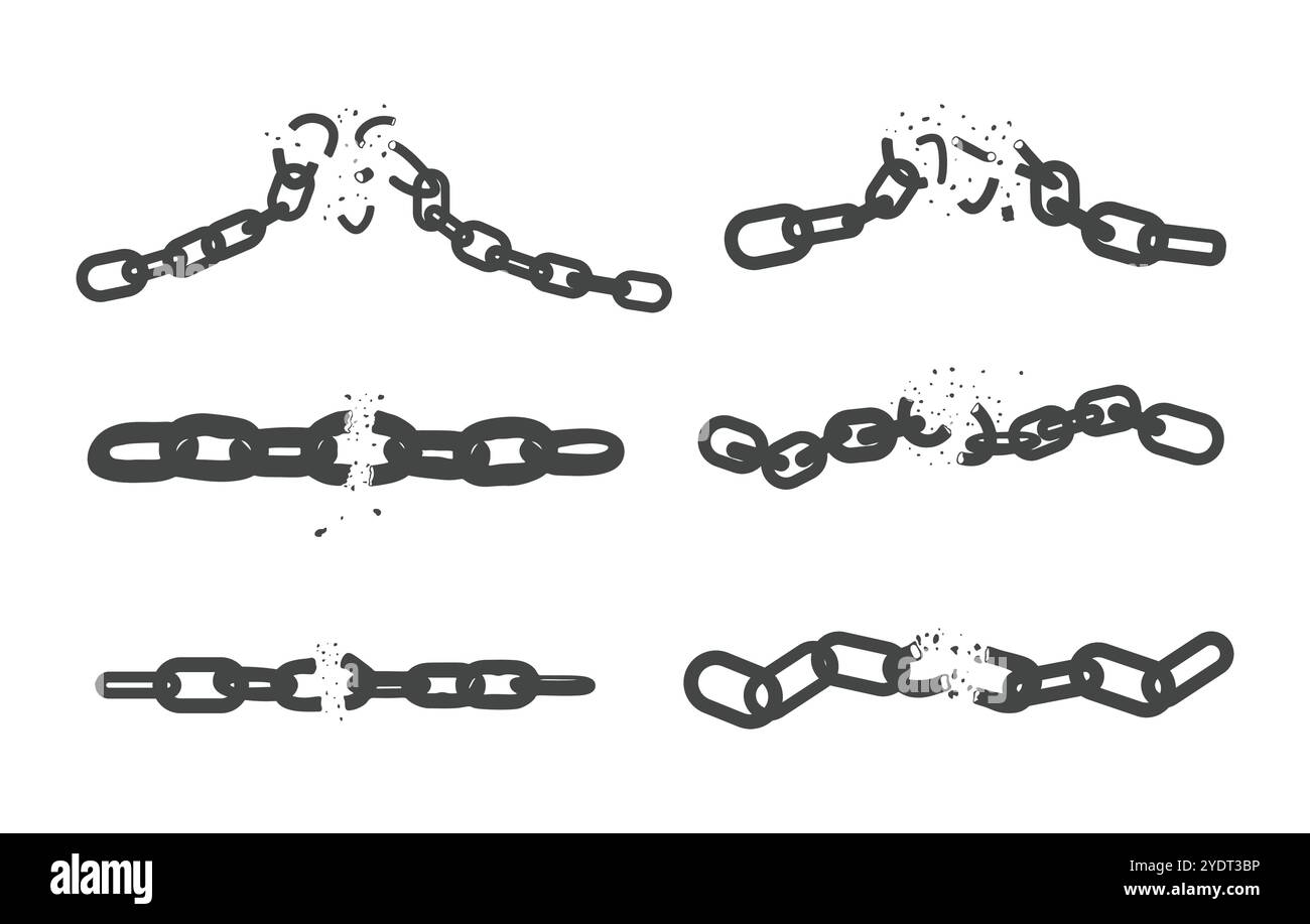 Gebrochene Kettensilhouette, gebrochene Kettenvektoren, gebrochene Ketten Vektor, Freiheit gebrochene Kettensilhouette Stock Vektor