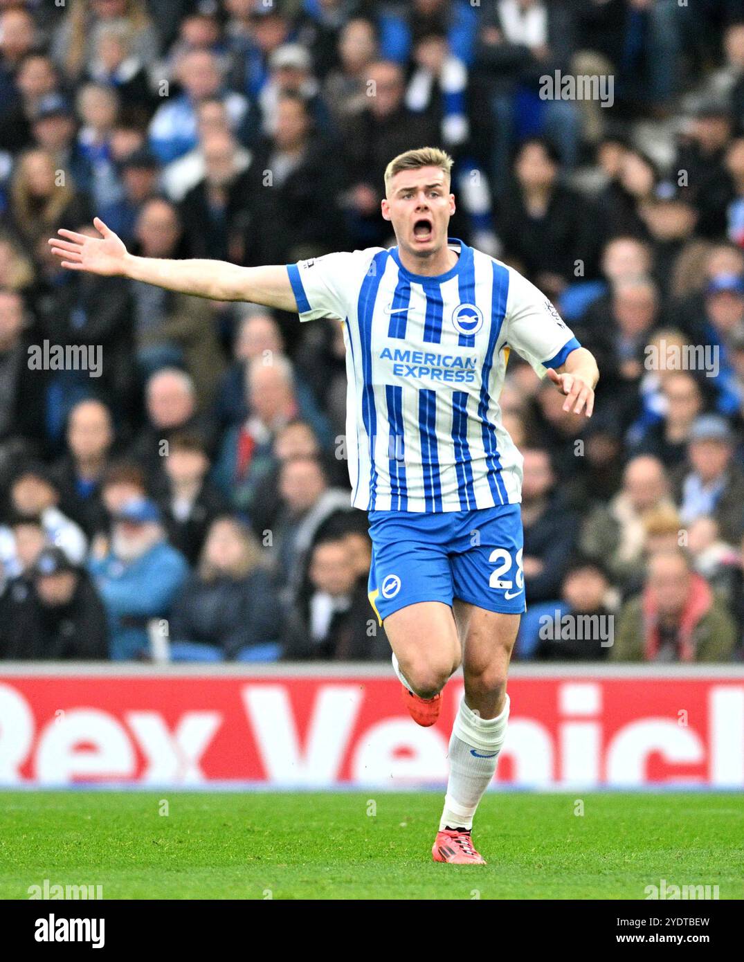 Evan Ferguson aus Brighton während des Premier League-Spiels zwischen Brighton und Hove Albion und Wolverhampton Wanderers im American Express Stadium, Brighton, UK - 26. Oktober 2024. Foto Simon Dack / Teleobjektive. Nur redaktionelle Verwendung. Kein Merchandising. Für Football Images gelten Einschränkungen für FA und Premier League, inc. Keine Internet-/Mobilnutzung ohne FAPL-Lizenz. Weitere Informationen erhalten Sie bei Football Dataco Stockfoto