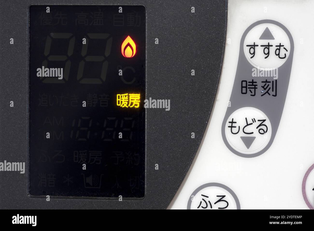 Betriebszeichen Gasheizung Stockfoto