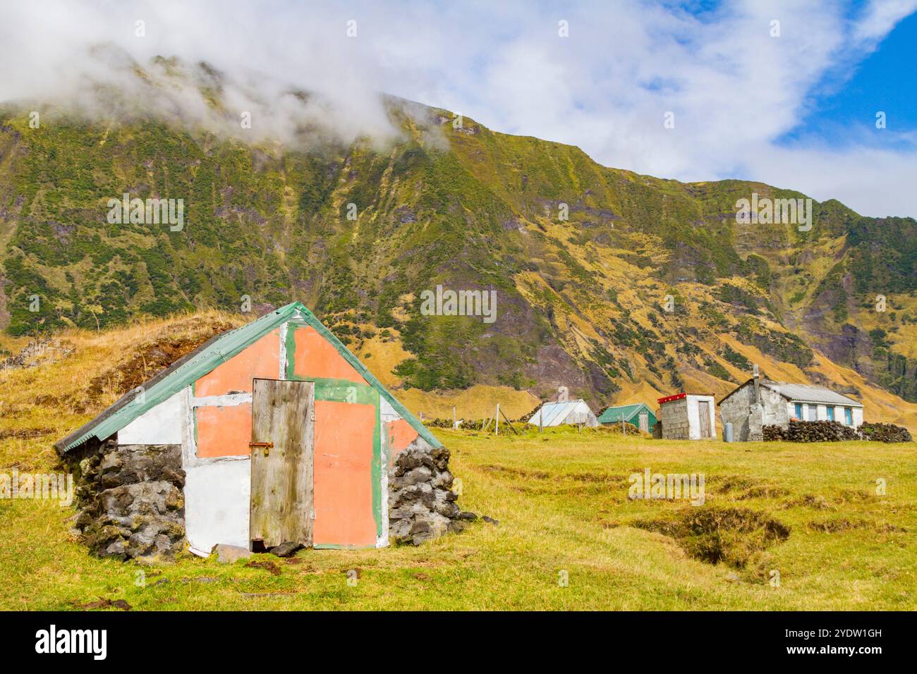 Blick auf den Kartoffelstreifen auf Tristan da Cunha, dem abgelegensten bewohnten Ort der Erde, Tristan da Cunha, Südatlantik Stockfoto