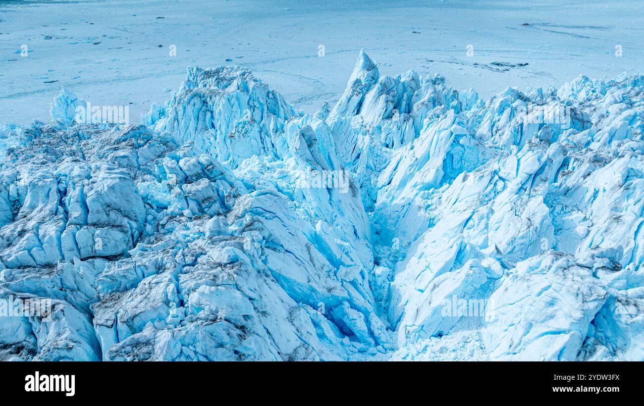 Luftlinie des Eqi-Gletschers, Westgrönland, Dänemark, Polarregionen Stockfoto