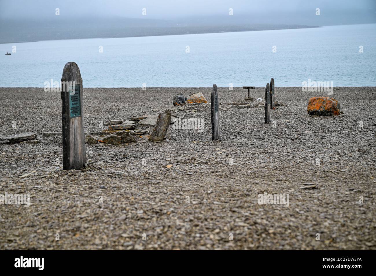 Grabstein der Franklin-Expedition, Beechey Island, Nunavut, kanadische Arktis, Kanada, Nordamerika Stockfoto