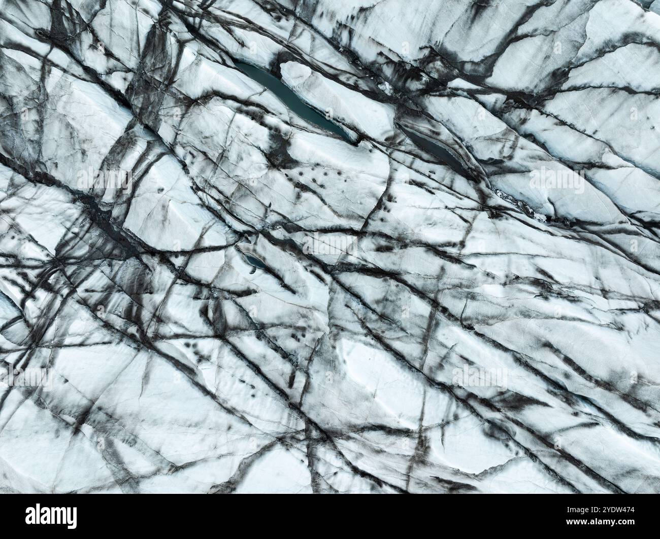 Ein Vogelblick auf den Svinafellsjokull-Gletscher im Süden Islands, Polarregionen Stockfoto