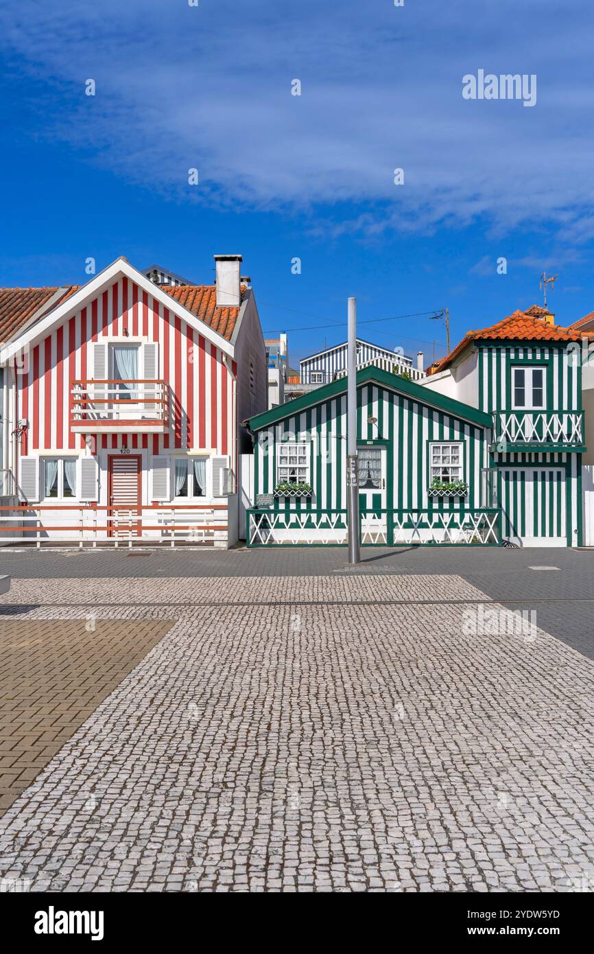 Costa Nova do Prado, Costa Nova, Ria de Aveiro, Aveiro District, Portugal, Europa Stockfoto