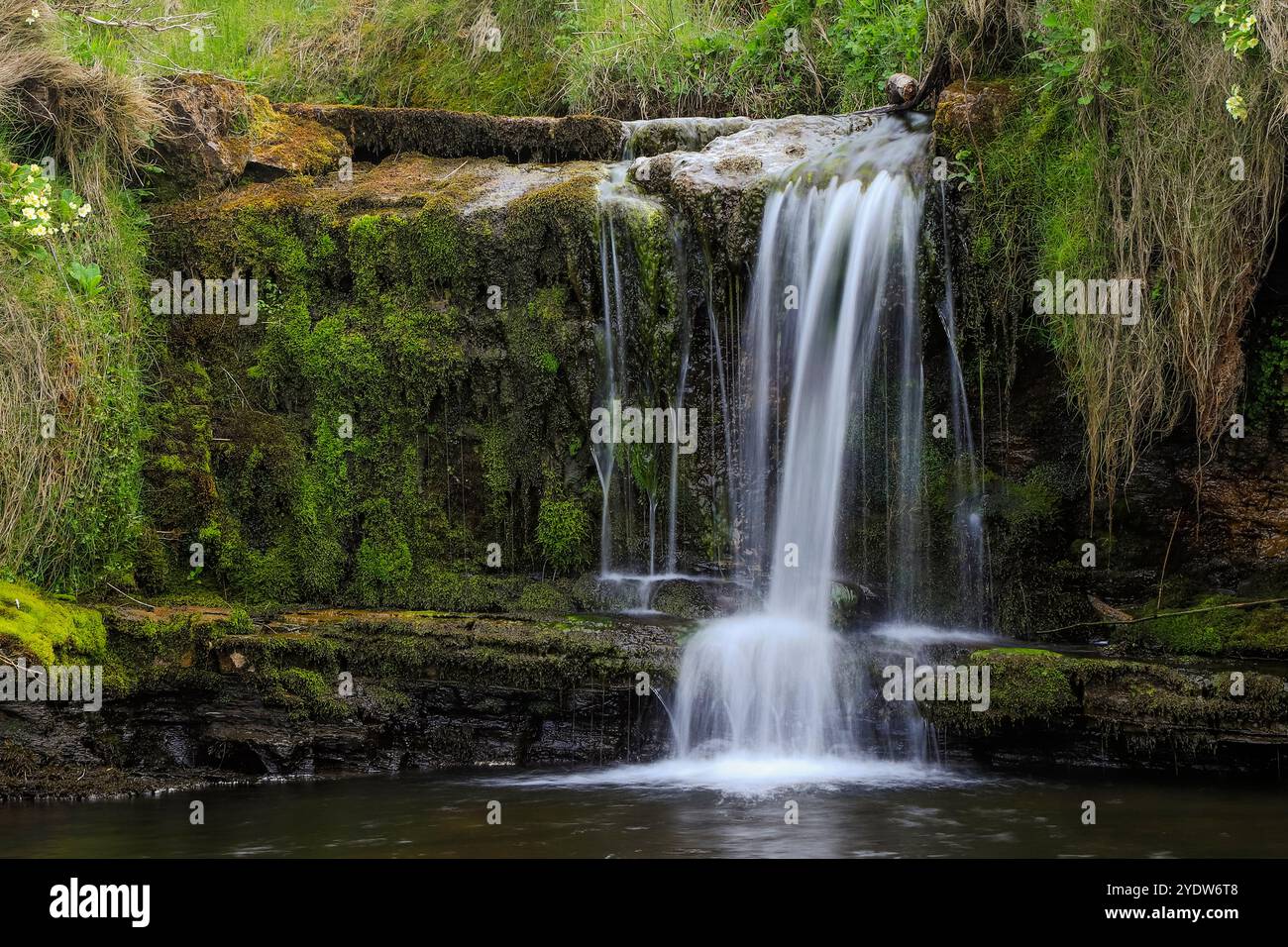 Kleiner Wasserfall am Lonfearn Burn nahe Brothers' Point, dem östlichsten Punkt der Trotternish Halbinsel, Skye, Schottland Stockfoto