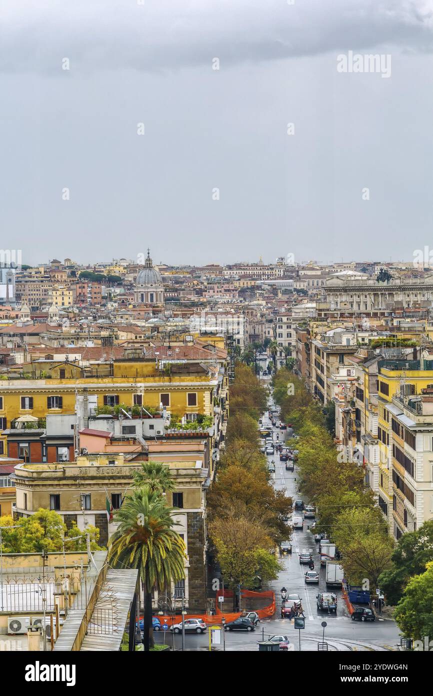 Blick auf Rom aus dem Fenster des Vatikanischen Museums Stockfoto