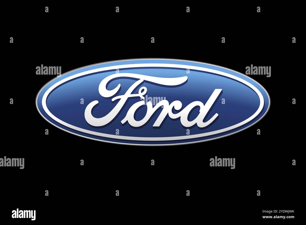 Fluggesellschaften, Ford Aerospace Ford Aerospace, schwarzer Hintergrund, Markenname Stockfoto