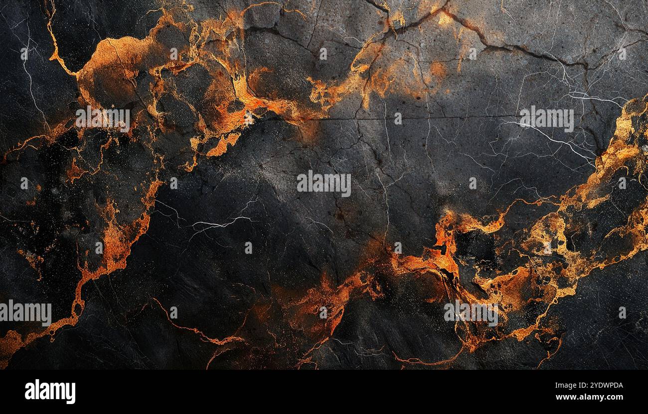 Gold und schwarz gemustert natürlich von dunkelgrauer Marmorstruktur. Schwarzer Marmor Goldmuster Luxus. Strukturiert vom schwarzen Marmorhintergrund. Stockfoto