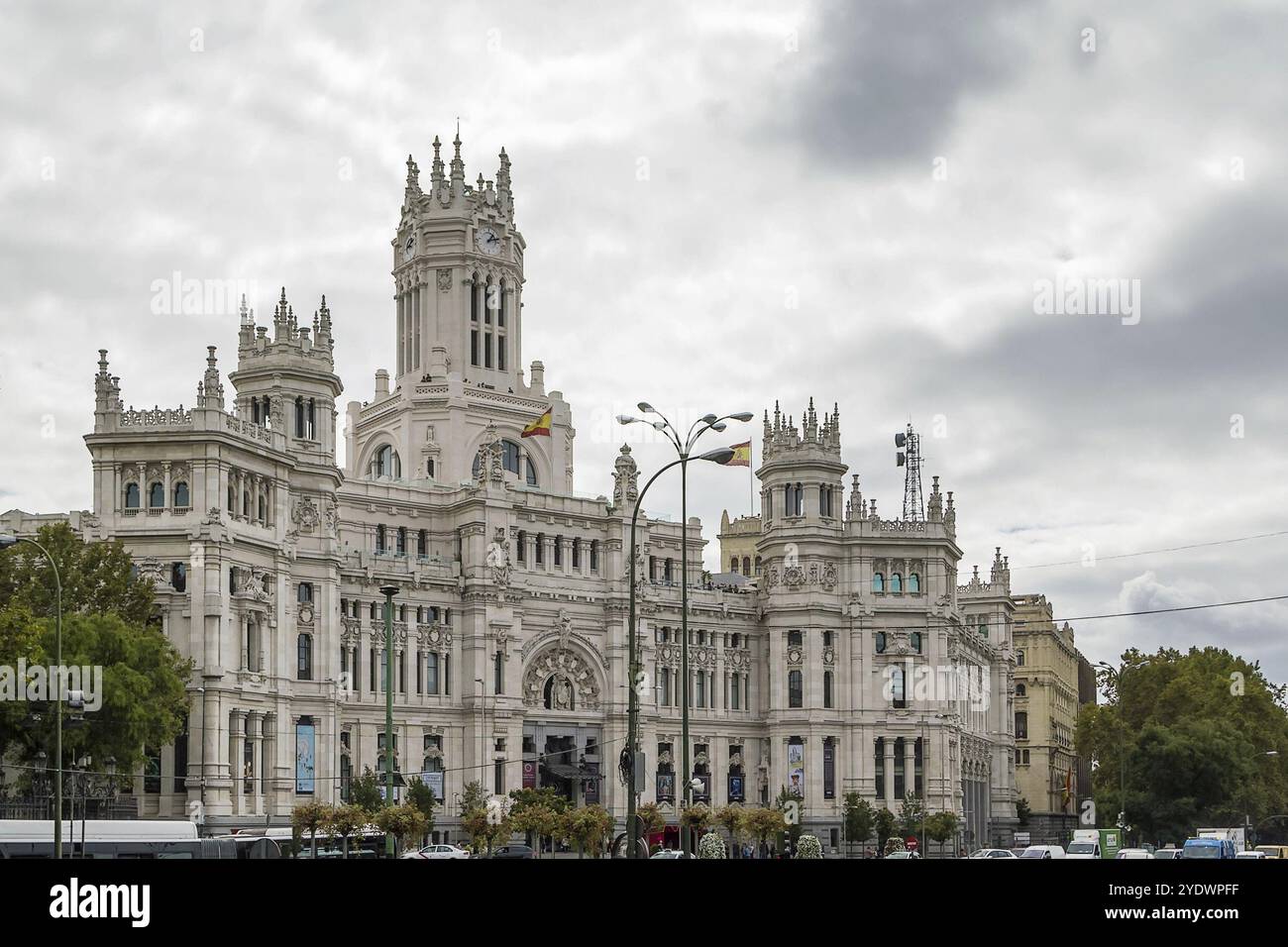 Der Cybele Palace, bis 2011 der Palast der Kommunikation, ist ein Palast auf der Plaza de Cibeles in Madrid, Spanien, Europa Stockfoto