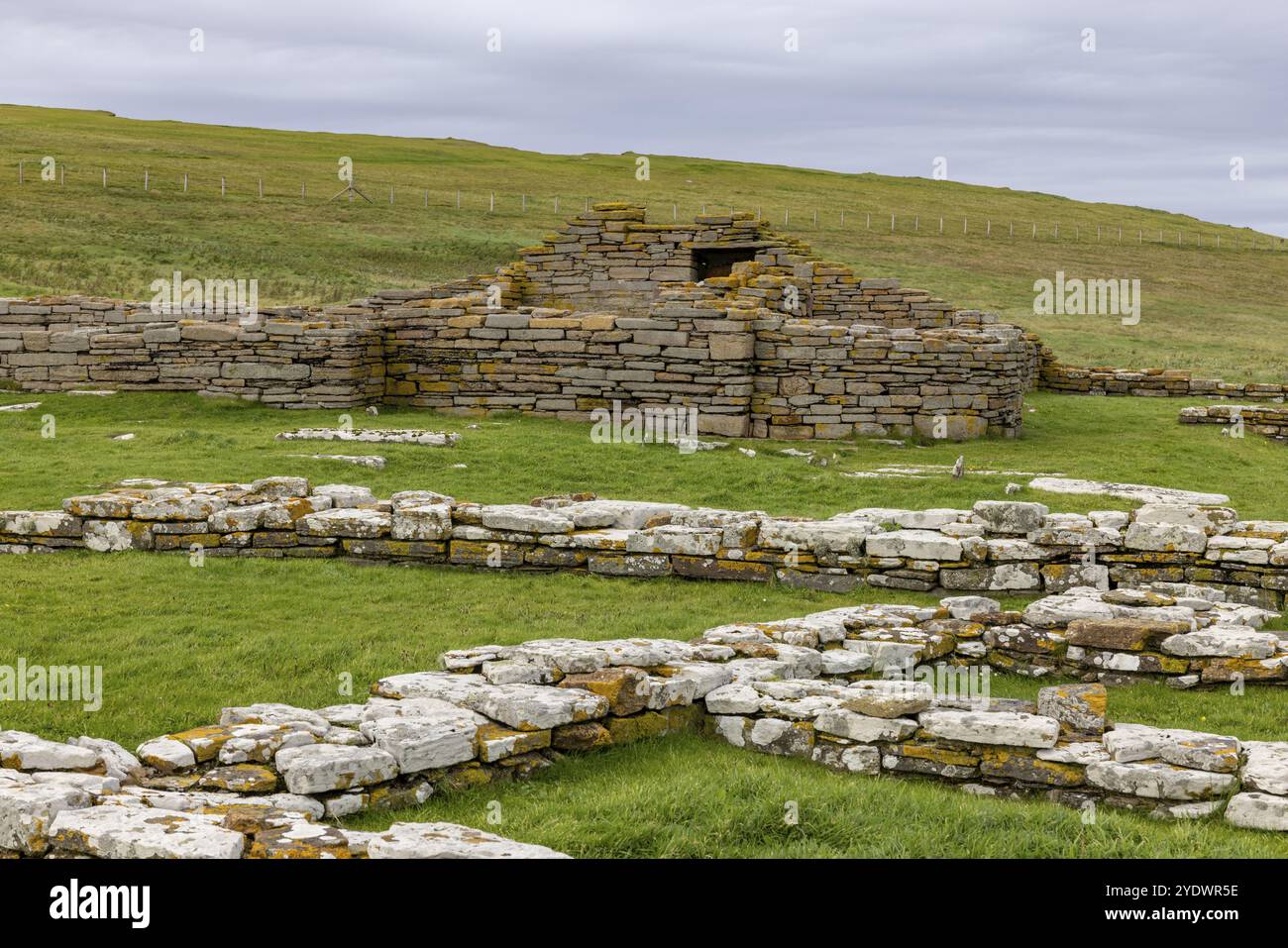 Broch of Birsay, nordische Siedlung, Gezeiteninsel Birsay, Orkney, Schottland, Großbritannien Stockfoto