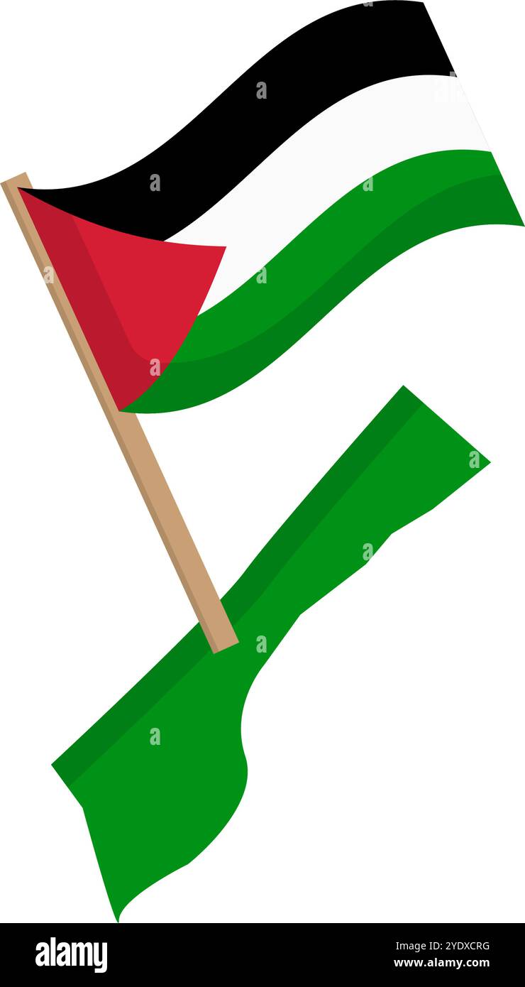 Gazastreifen Karte mit palästinensischem Flaggensymbol. Editierbarer Vektor. Stock Vektor