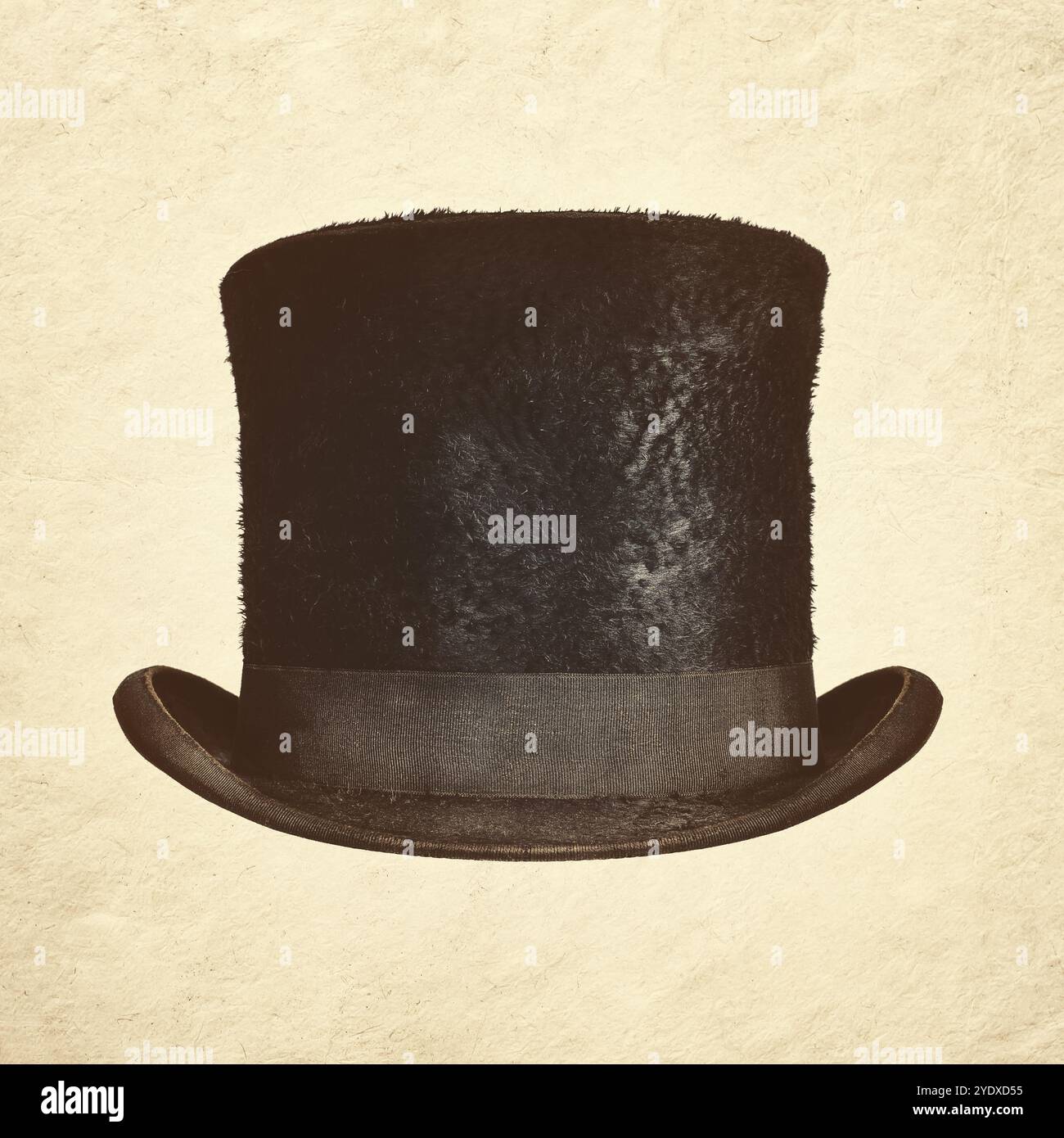 Sepia getöntes Bild eines antiken schwarzen Gentleman-Hutes Stockfoto
