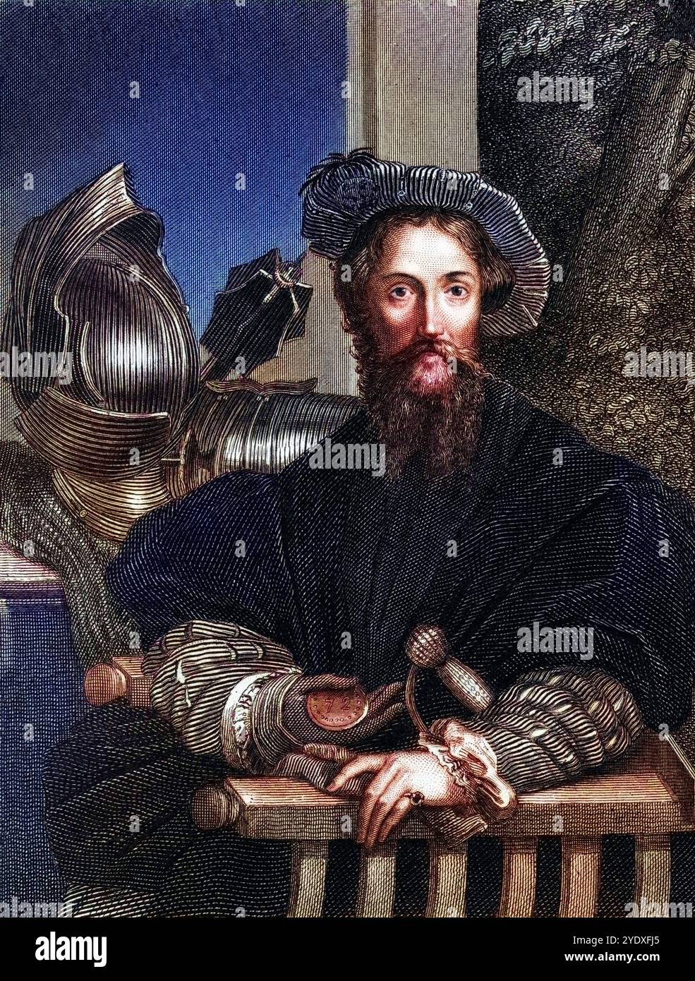 Christoph Kolumbus, 1451-1506. Spanischer Entdecker, Entdecker Amerikas. Nach einem Gemälde von Parmigiano in der Königlichen Galerie in Neapel, Histo Stockfoto