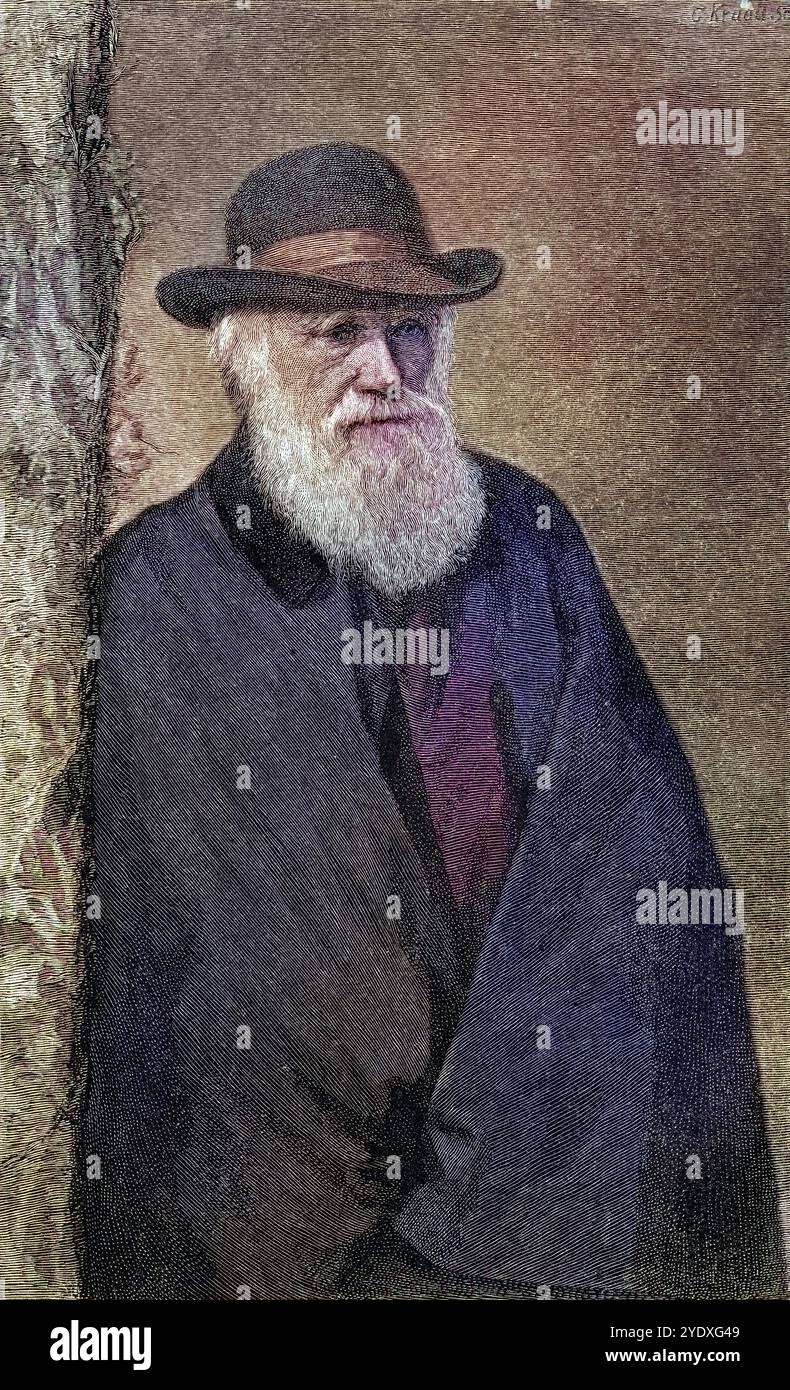Charles Darwin, 1809 - 1882. Britischer Naturforscher. Nach einer Fotografie 1881 der Herren Elliott und Fry, Historisch, digital restaurierte Reprodu Stockfoto