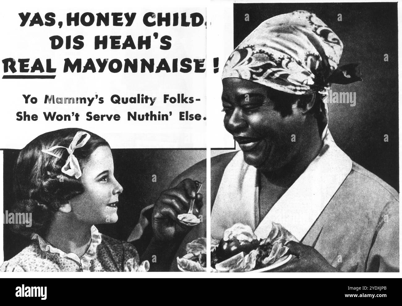 1930er Jahre Mayonnaise Werbefragment Stockfoto