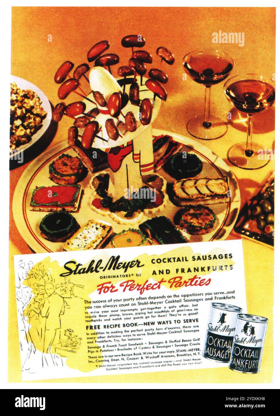 1937 Stahl-Meyer Cocktailwürste und frankfurts Ad Stockfoto