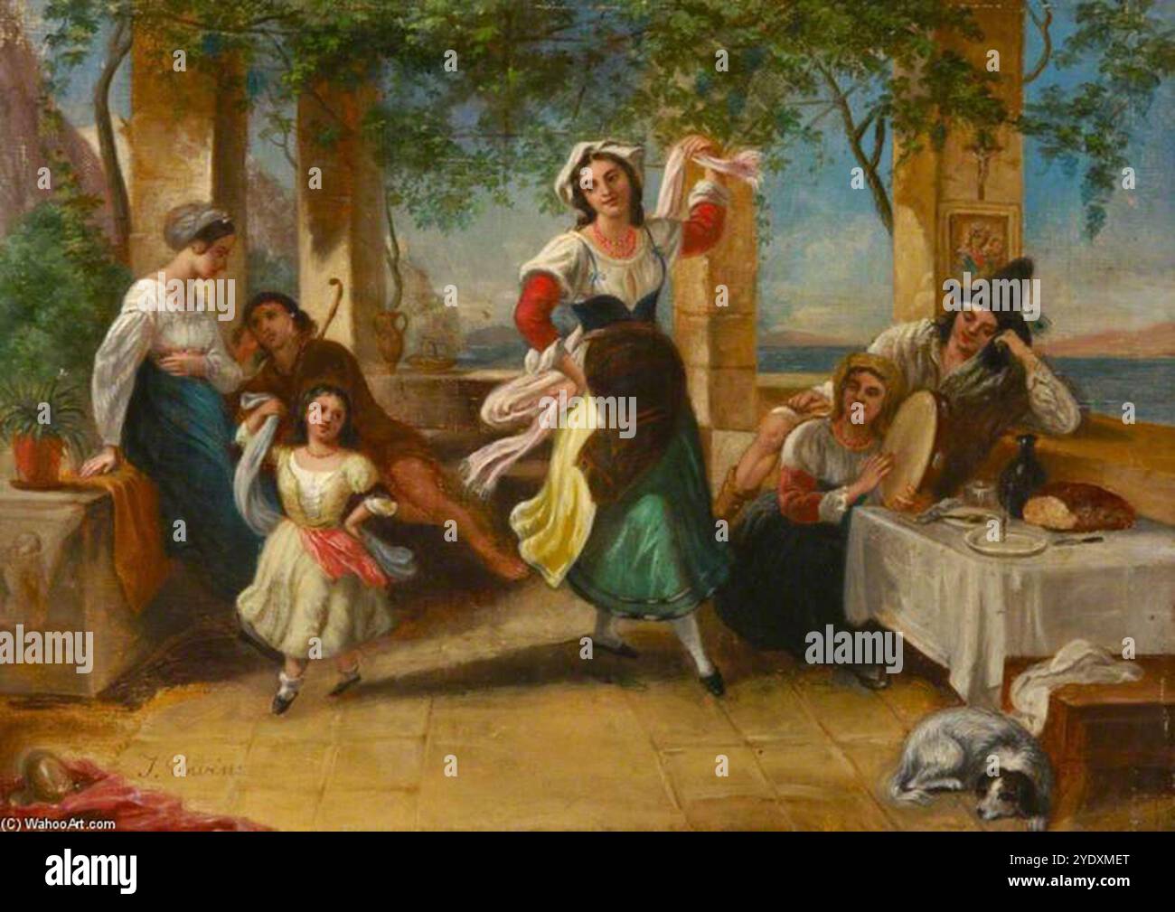 Thomas Uwins - eine italienische Mutter, die ihrem Kind die Tarantel beibringt Stockfoto