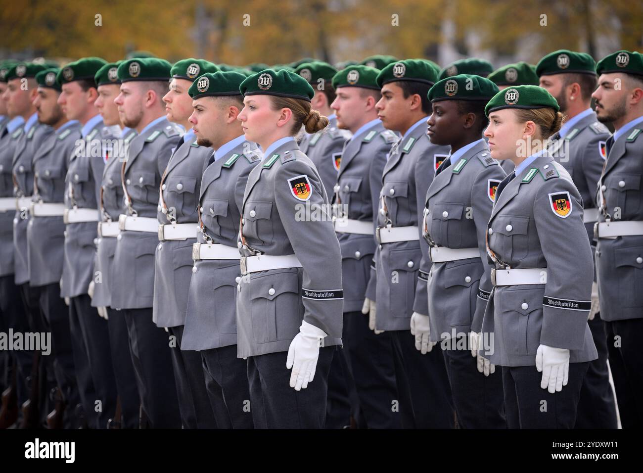 Berlin, Deutschland. Oktober 2024. Soldaten der Ehrenbildung der Bundeswehr stehen vor der Begrüßung des kroatischen Verteidigungsministers im Bendlerblock, dem Sitz des Bundesverteidigungsministeriums. Quelle: Bernd von Jutrczenka/dpa/Alamy Live News Stockfoto