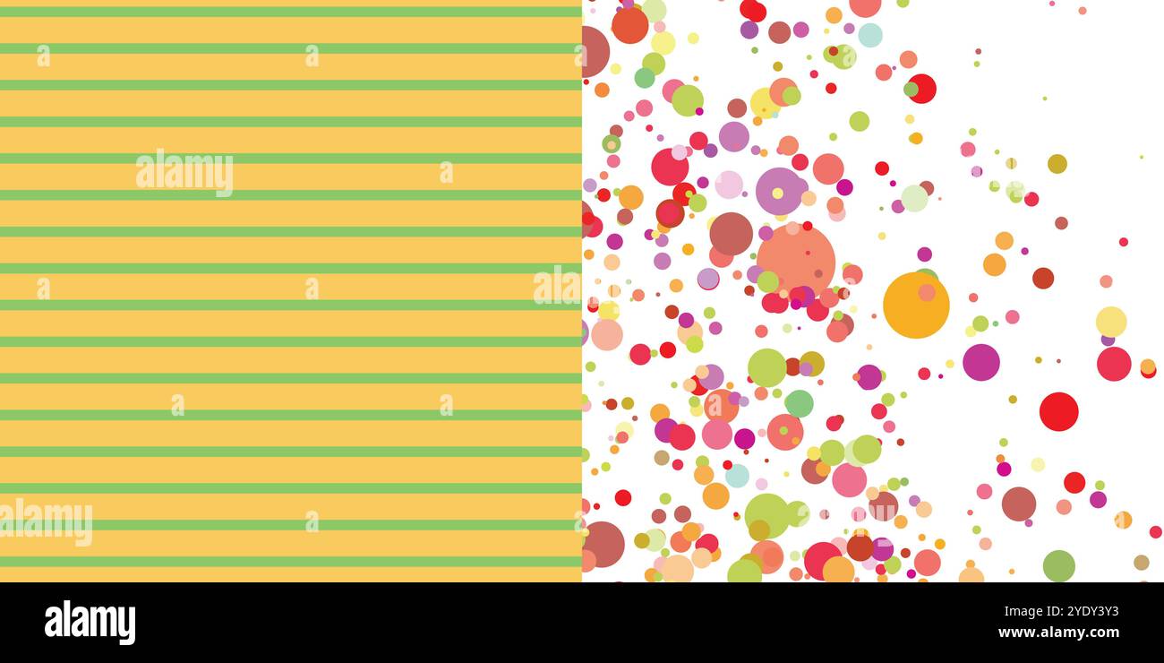 Scrapbooking-Set. Verschiedene Texturen und Ausdrucke. Mehrfarbiger Hintergrund, bunte Textur mit Kreisen für Scrapbook-Papier. Vektorabbildung mit Stock Vektor