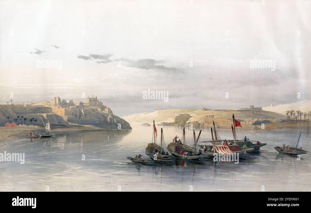 Allgemeine Ansicht von Esouan und der Insel Elephantine, Elefanteninsel, Ägypten, um 1850, historisch, digital restaurierte Reproduktion eines Originals aus dem 19. Jahrhundert, exaktes Datum unbekannt, Gesamtansicht von Esouan und der Insel Elephantine, Elefanteninsel, Ägypten, um 1850, Historisch, digitale restaurierte Reproduktion von einer Vorlage aus dem 19. Jahrhundert, genaues Aufnahmedatum unbekannt Stockfoto
