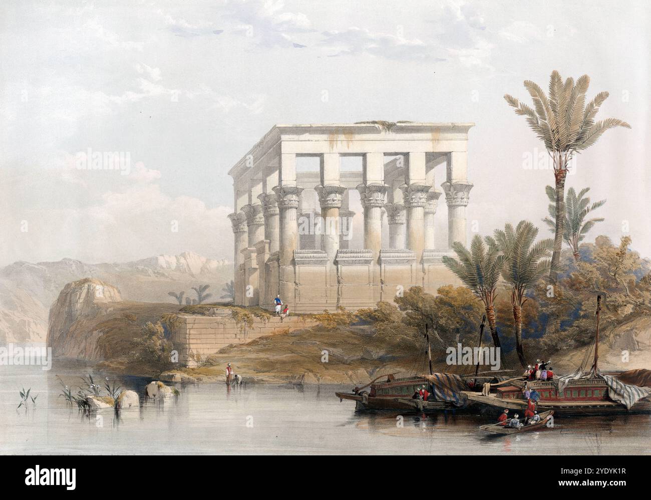 Die hypäthrale Tempelanlage in Philae, auch Bett des Pharao genannt, Ägypten, um 1850, Historisch, digital restaurierte Reproduktion von einer Vorlage aus dem 19. Jahrhundert, genaues Aufnahmedatum unbekannt Stockfoto