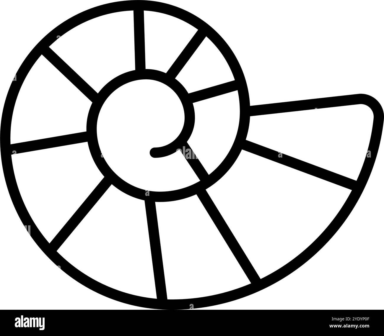 Einfaches Fossil-Symbol. Ammoniit. Editierbarer Vektor. Stock Vektor
