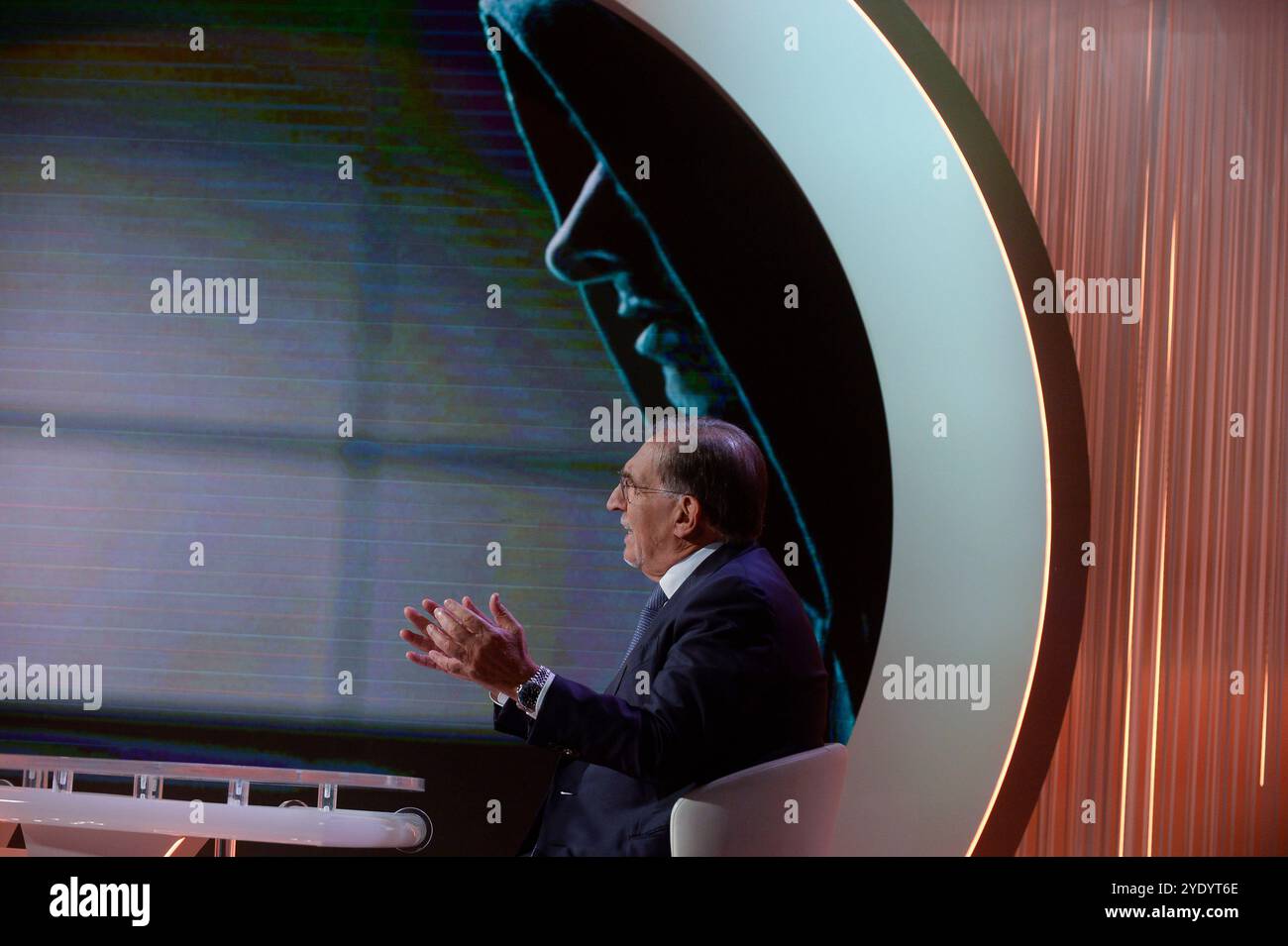 Italien, Rom, 28. Oktober 2024: Ignazio La Russa, Präsident des Senats, Gast der TV-Talkshow „Cinque Minuti“ (fünf Minuten) Foto © Stefano Carofei/Sintesi/Alamy Live News Stockfoto