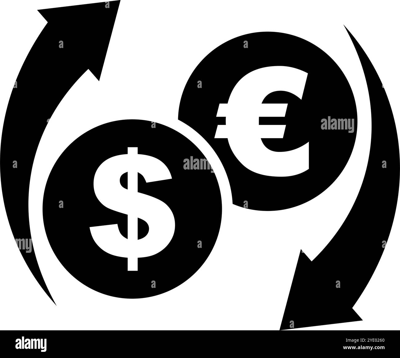Silhouette von Dollar und Euro. Editierbarer Vektor. Stock Vektor