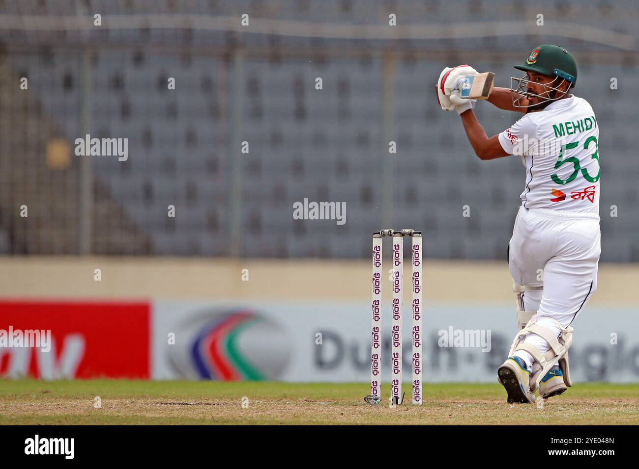 Mehidy Hasan Miraz während des 4. Testtages in Bangladesch und Südafrika im Sher-e-Bangla National Cricket Stadium in Mirpur, Dhaka, Bangladesch, oC Stockfoto