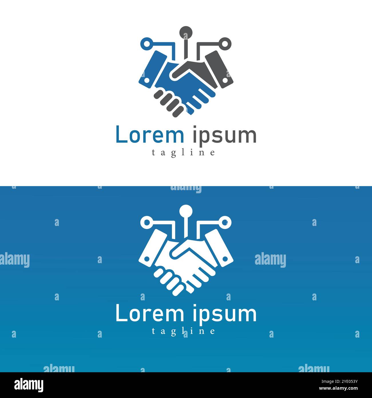 Digital Partnership Icon Logo: Handshake und Circuit Board Fusion Stock Vektor