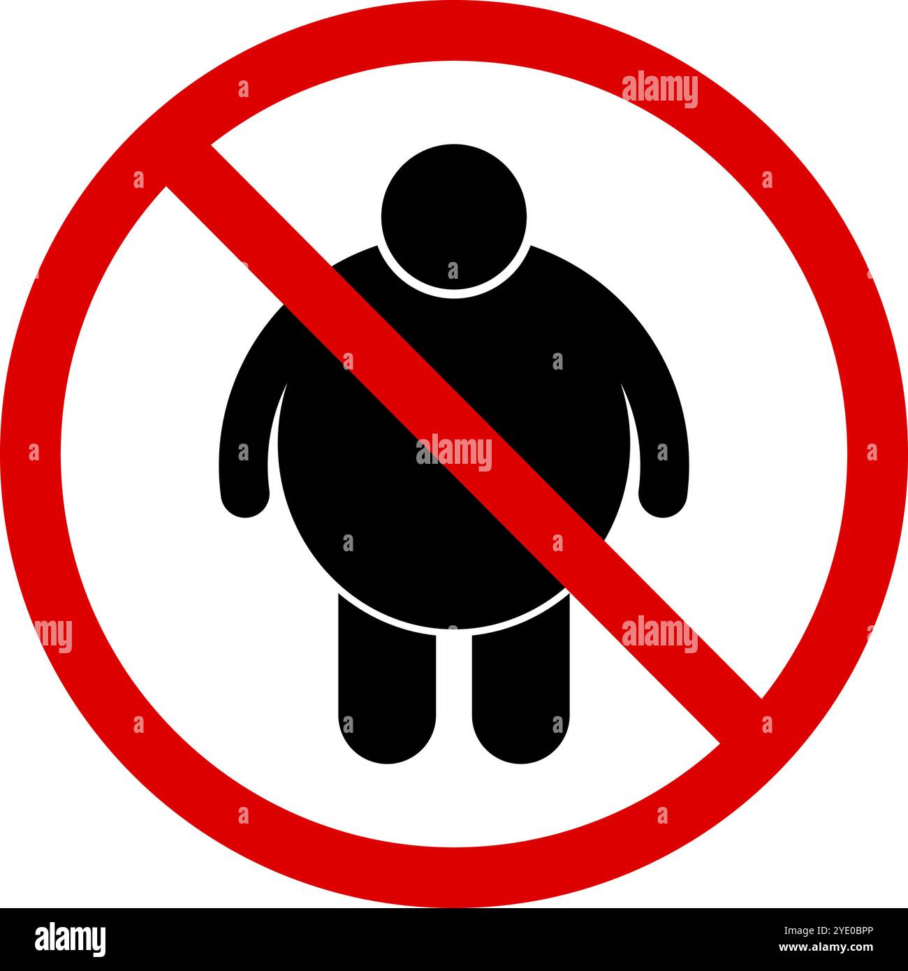 Symbol für verbotene FAT-Person. Zeichen für Gewichtsbegrenzung. Editierbarer Vektor. Stock Vektor