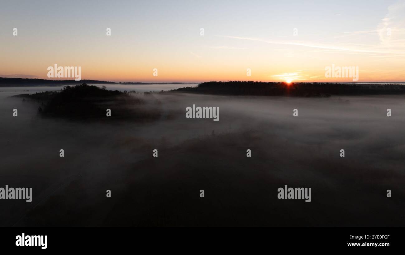 Harzlandschaft im Nebel Herbststimmung Stockfoto