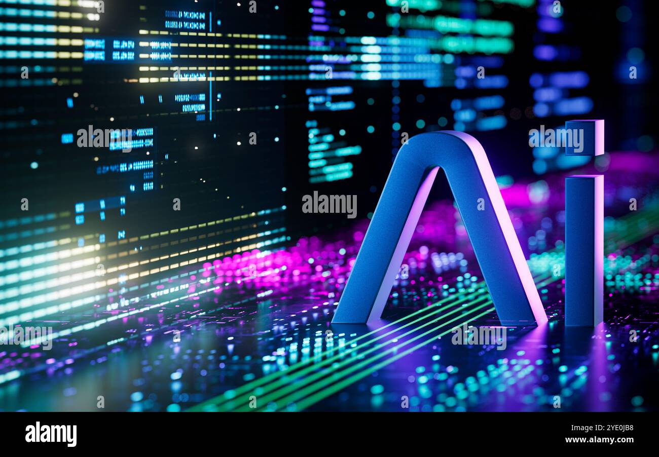 Künstliche Intelligenz maschinelles Lernen große Sprachmodellautomatisierung KI Stockfoto