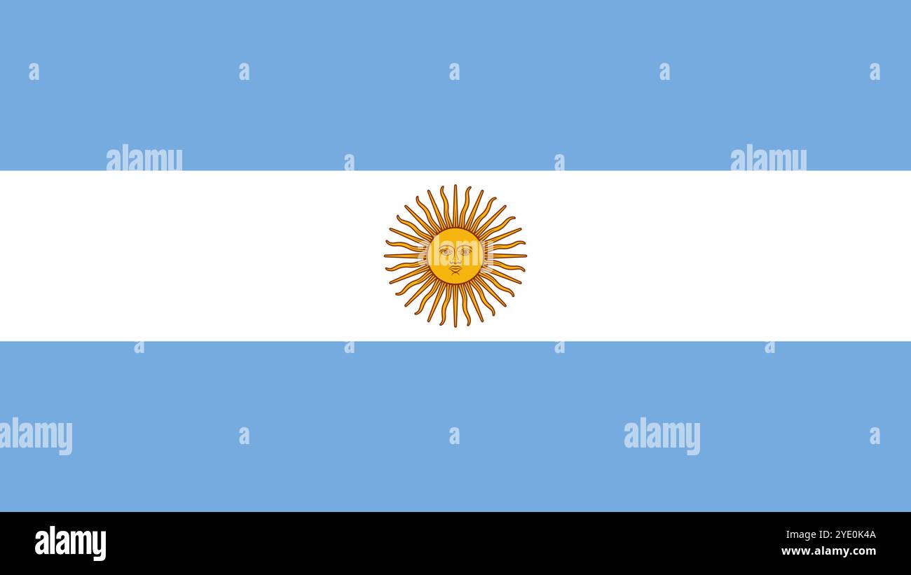 Flagge Argentiniens, Format 16:9, Flagge Argentiniens, Vektorbilder Stock Vektor