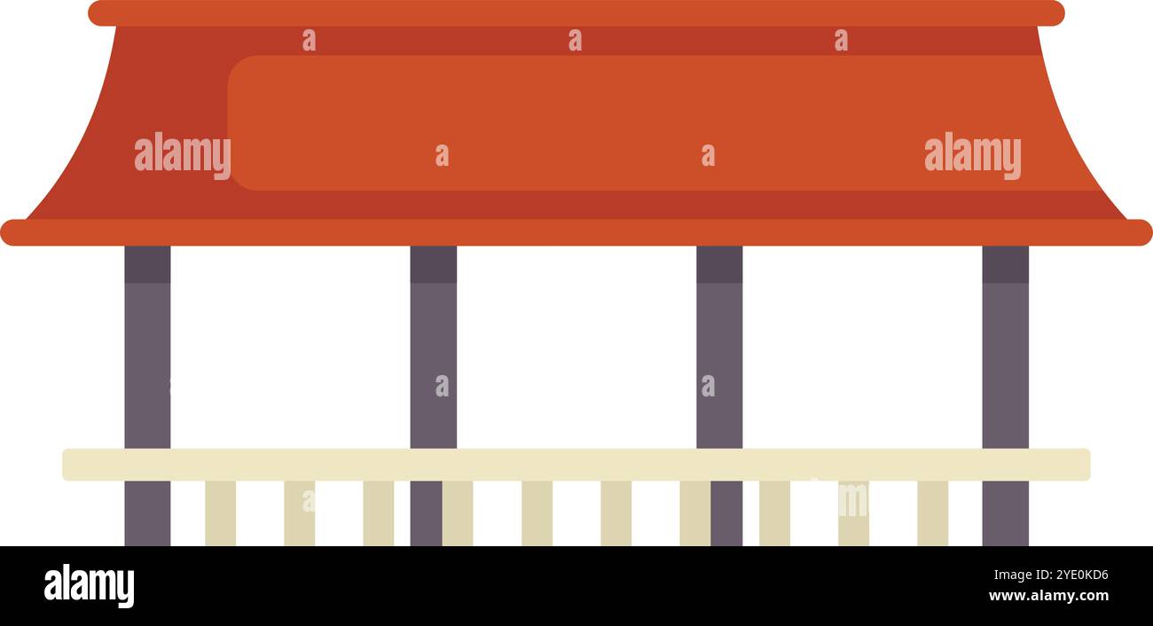 Diese Vektor-Illustration zeigt eine traditionelle japanische überdachte Brücke mit einem roten Dach Stock Vektor