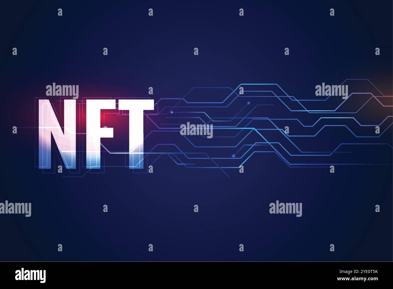 NFT nicht fungible Blockchain-Technologie Konzept Hintergrund Vektor Stock Vektor