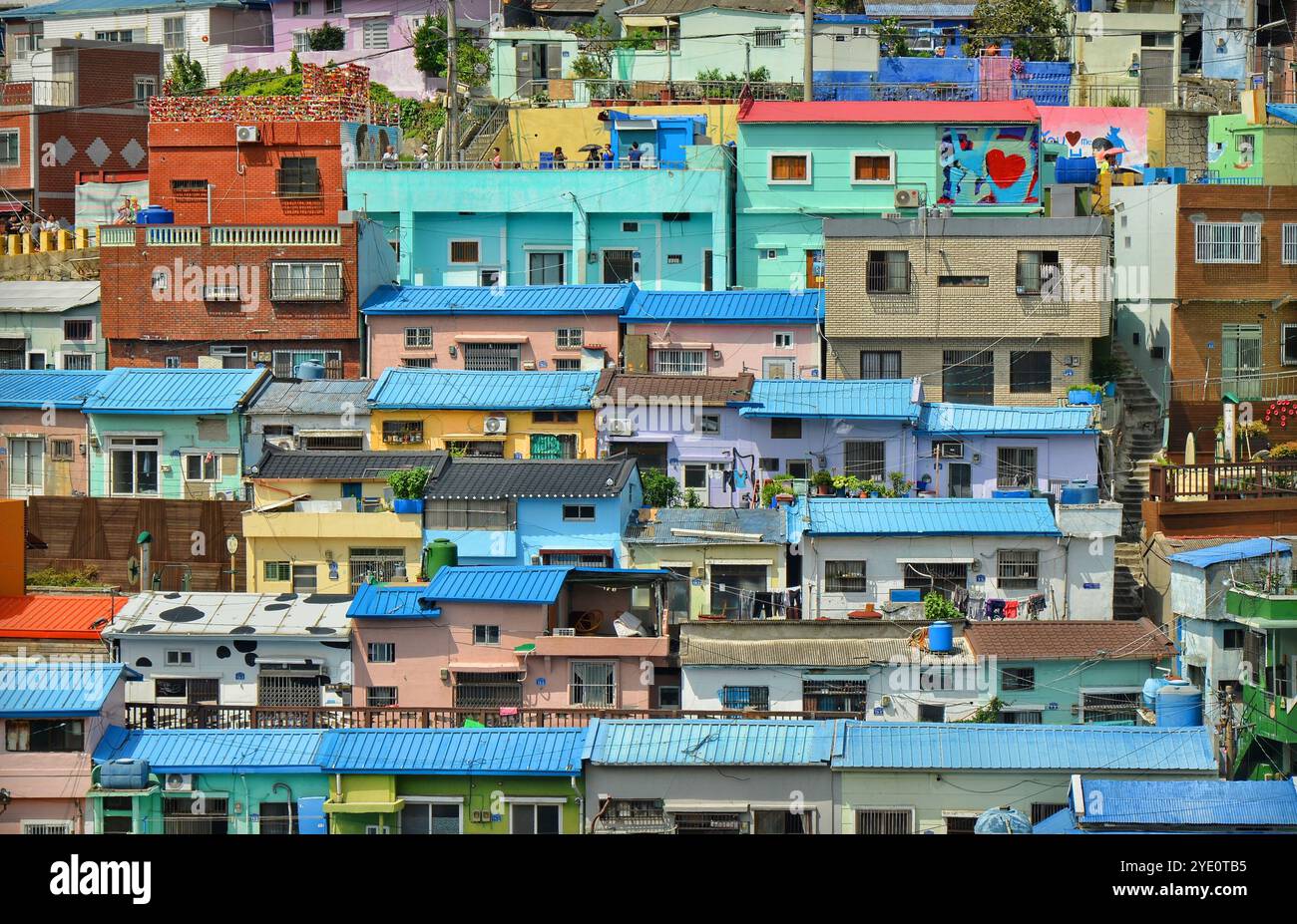 Gamcheon Culture Village (Koreanisch 감천문화마을) ist eine Stadt im südkoreanischen Stadtteil Gamcheon-dong im Bezirk Saha in Busan. Stockfoto