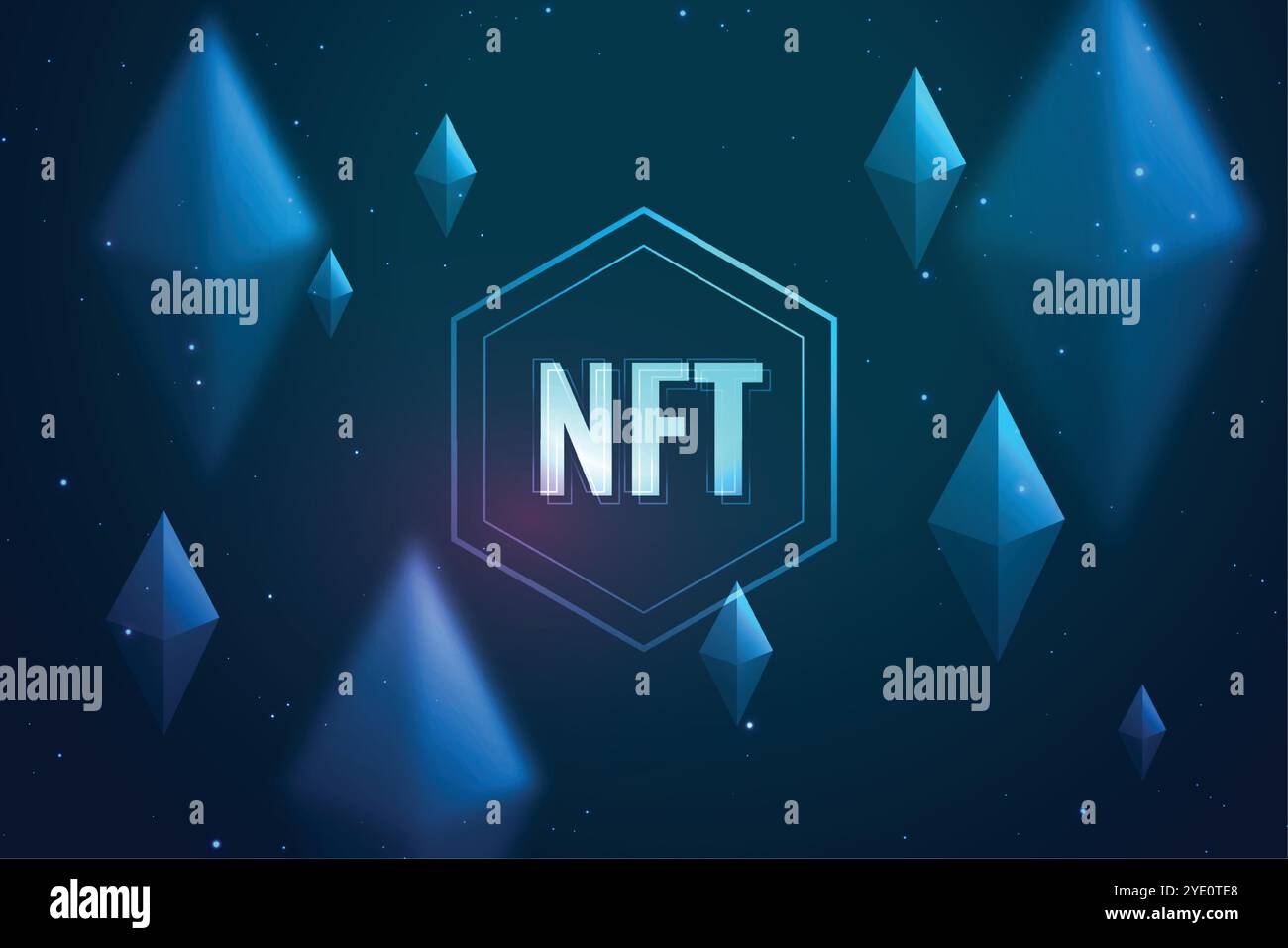 Digital NFT nicht fungible Token-Hintergrundvektor Stock Vektor