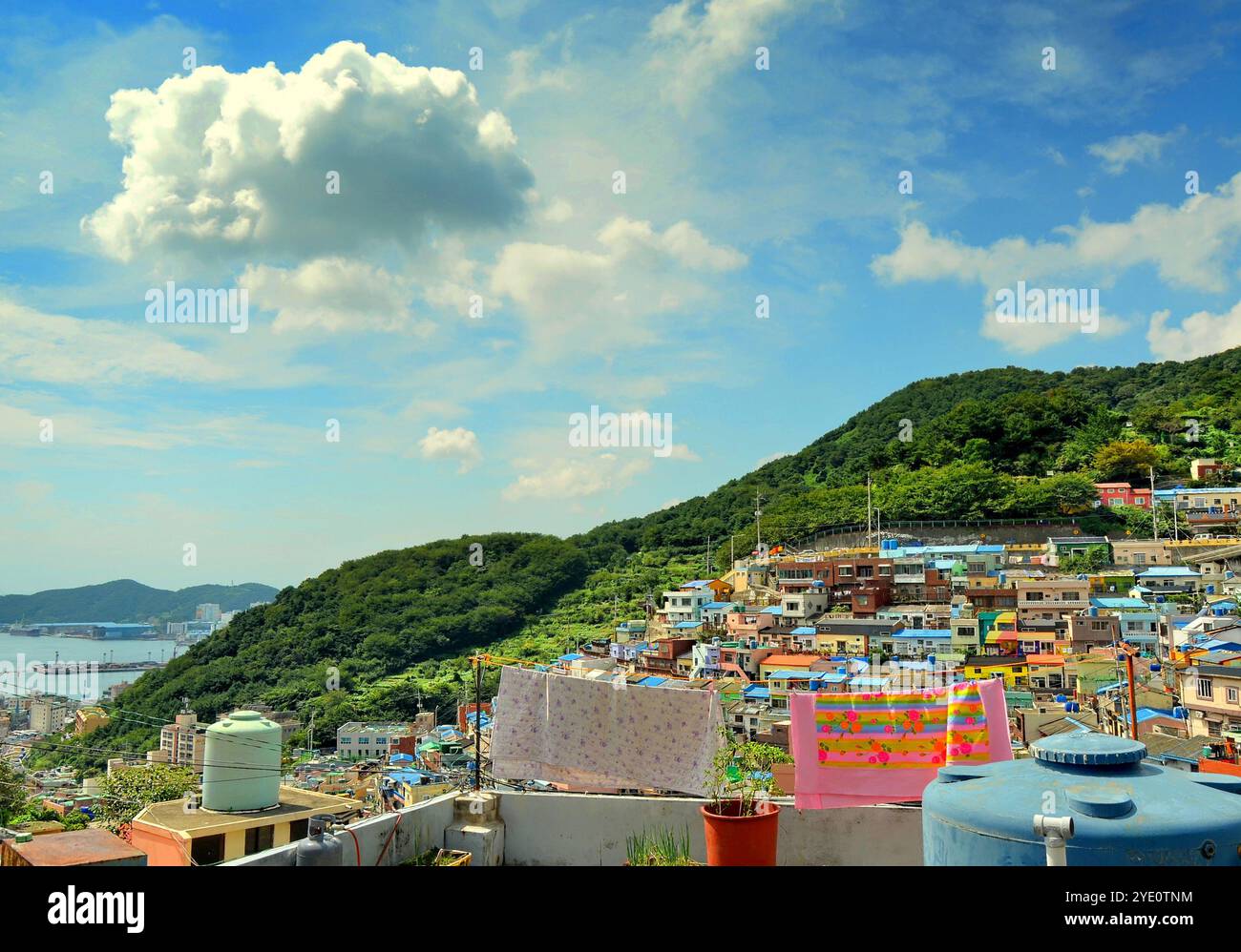 Gamcheon Culture Village (Koreanisch 감천문화마을) ist eine Stadt im südkoreanischen Stadtteil Gamcheon-dong im Bezirk Saha in Busan. Stockfoto