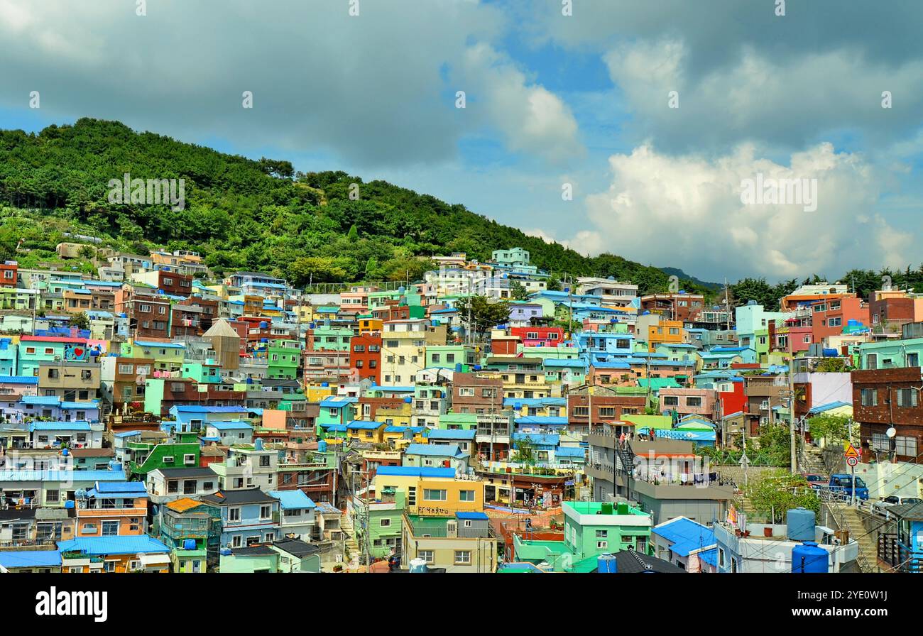 Gamcheon Culture Village (Koreanisch 감천문화마을) ist eine Stadt im südkoreanischen Stadtteil Gamcheon-dong im Bezirk Saha in Busan. Stockfoto