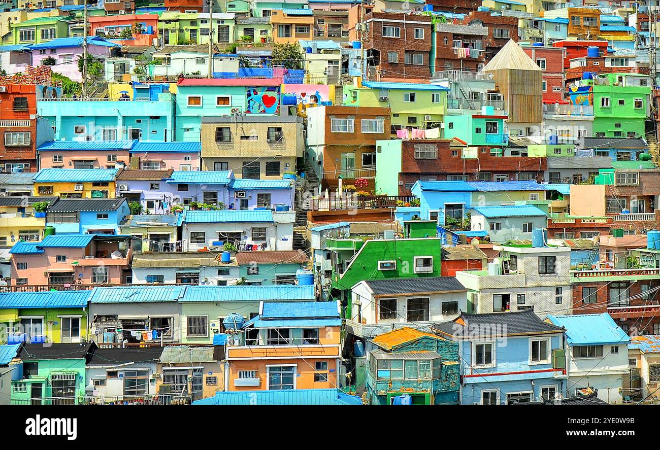 Gamcheon Culture Village (Koreanisch 감천문화마을) ist eine Stadt im südkoreanischen Stadtteil Gamcheon-dong im Bezirk Saha in Busan. Stockfoto
