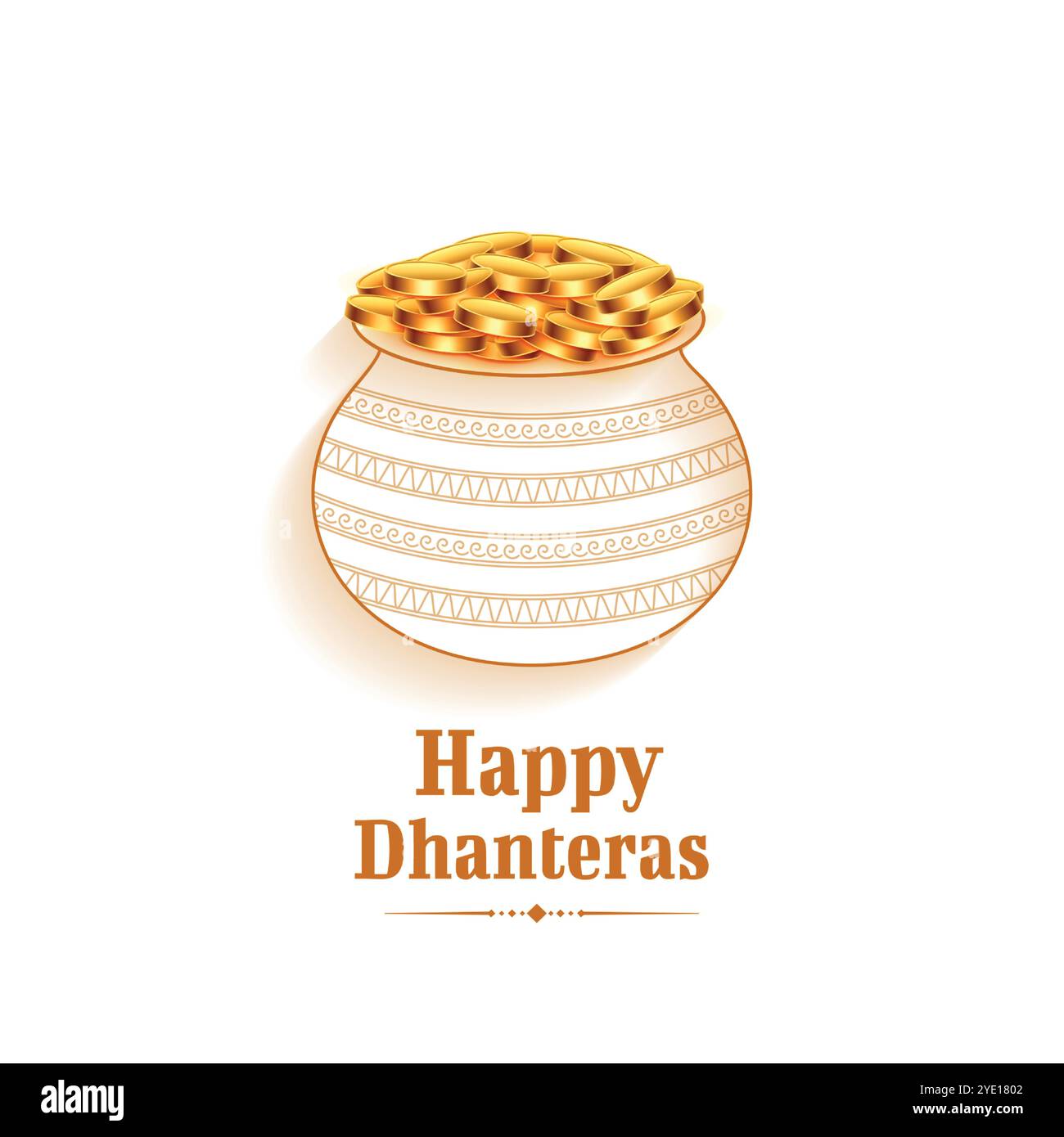 goldene Münze im Kalasha-Design für das indische Festival shubh dhanteras Stock Vektor