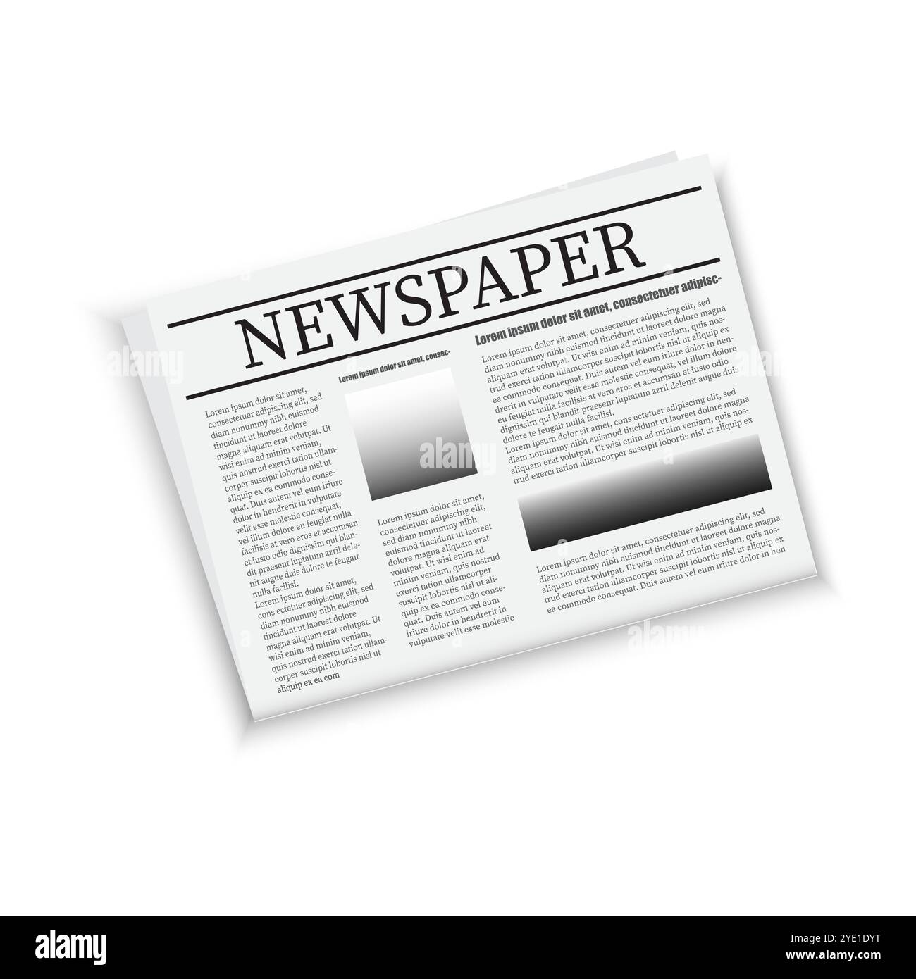 Tageszeitung auf der Vorderseite. Drücken Sie artikelvektor. Abbildung des Überschriftenlayouts. Ansicht gedruckte Publikationen. Stock Vektor